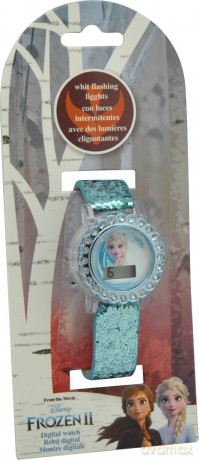 Zegarek cyfrowy z brokatowym paskiem i światełkami LED Frozen WD21176