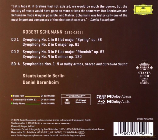Daniel Barenboim: Schumann: The Symphonies [Blu-Ray]+[CD]
