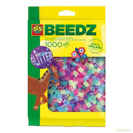 Koraliki do prasowania 1000 sztuk mix brokat