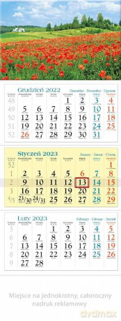 Kalendarz 2023 trójdzielny Maki [KALENDARZ]