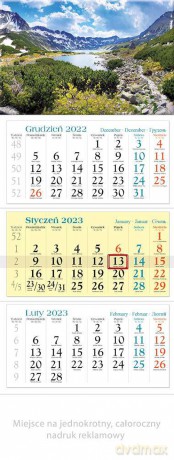 Kalendarz 2023 trójdzielny Tatry [KALENDARZ]
