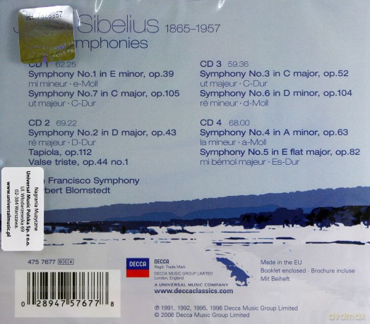Herbert Blomstedt, San Francisco Symphony Orchestra.: Sibelius:Symphonies [4CD]