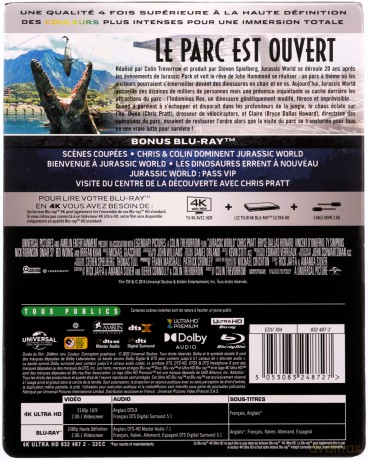 Jurassic World (steelbook) [Blu-Ray 4K]+[Blu-Ray]