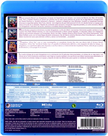 Avengers Kolekcja: Avengers / Avengers: Koniec gry / Avengers: Age of Ultron / Avengers: Infinity War [5xBlu-Ray]