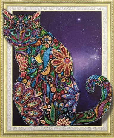 Mandala 7D - Kot nocą w ramce