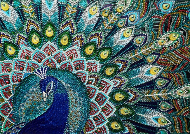Mandala 7D - Paw na tle zielonego ogona