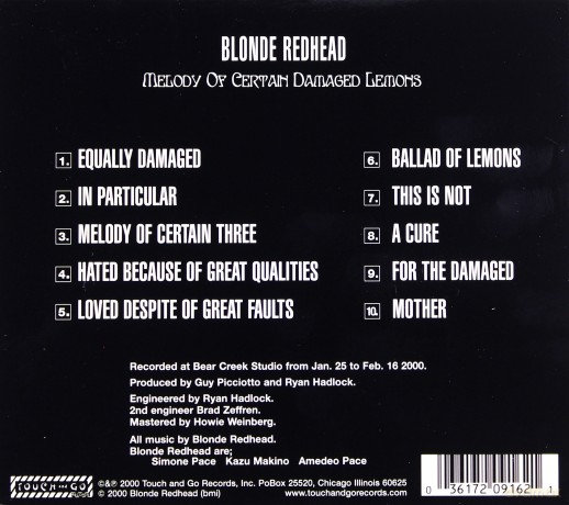 Blonde Redhead: Melody Of Certain Damaged Lemons [CD]