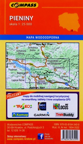 Pieniny Mapa kieszonkowa [KSIĄŻKA]