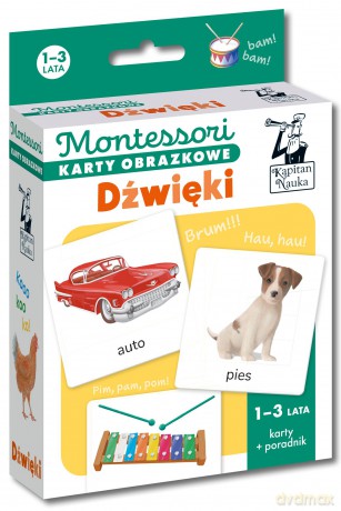 Dźwięk. Montessori. Karty obrazkowe (1-3 lata). Kapitan Nauka - Katarzyna Dołhun [KSIĄŻKA]