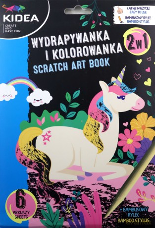 Wydrapywanka i kolorowanka 2w1 Kidea jednorożce