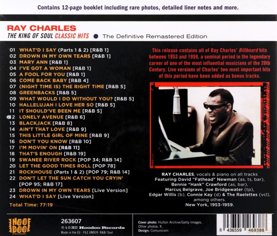 Ray Charles: The King Of Soul - Classic Hits [CD]