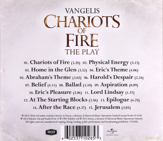 Vangelis: Chariots Of Fire - Music From The Stage Show [CD]