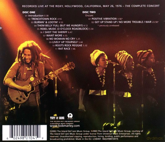 Bob Marley: Live At The Roxy [2CD]