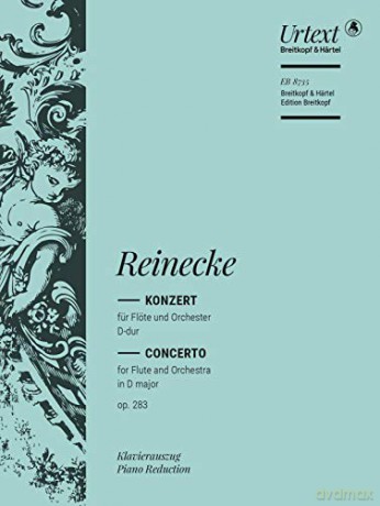 Flute Concerto in D major, op.283 - Breitkopf Urtext - flute part with piano reduction - vocal/piano score - (EB 8735) - Carl Reinecke [KSIĄŻKA]