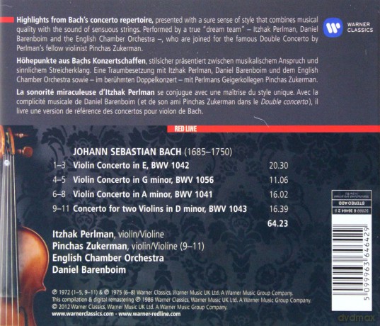 Itzhak Perlman /PINCHAS Zukerman/ Daniel Barenboim: Red Line - Violin Concertos [CD]