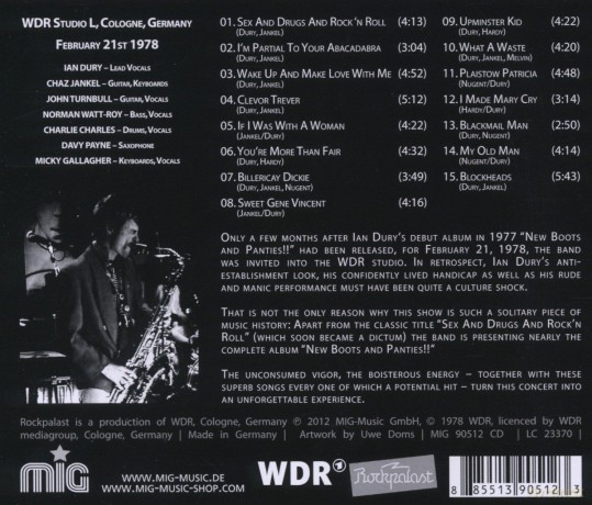 Ian Dury & The Blockheads: Live At Rockpalast 1978  [CD]