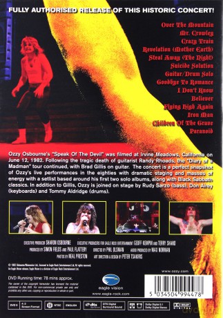 Ozzy Osbourne: Speak Of The Devil Live From Irvine Meadows 82 [DVD]