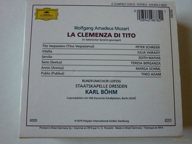 Boehm Skd:Mozart:La Clemenza Di Tito [2CD]