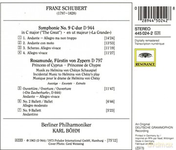 Boehm: Schubert:Sym 9 + Rosamunde Exc [CD]