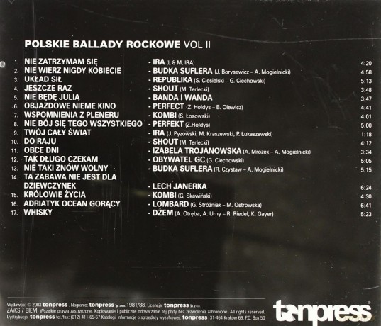 Polskie ballady rockowe vol.2 [CD]