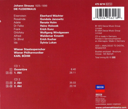 Bohm Wp: J.Strauss:Die Fledermaus [2CD]