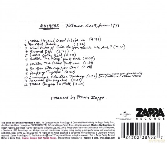 Frank Zappa: Fillmore East -June 1971 [CD]