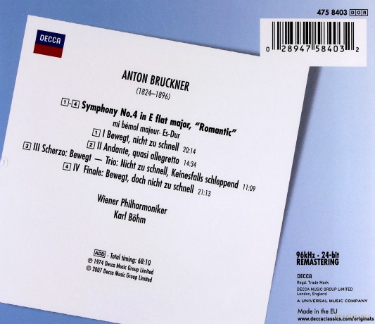 Bohm: Bruckner:Symphony No.4 [CD]
