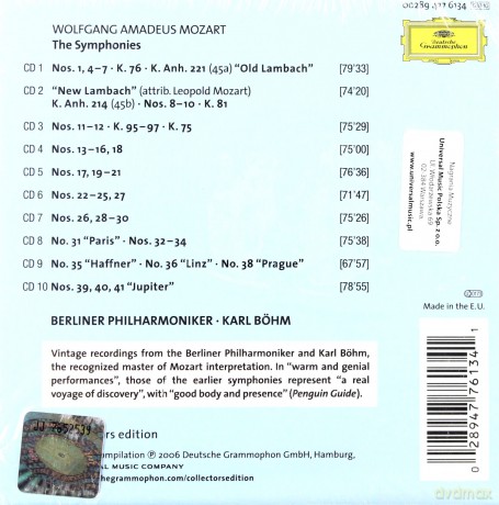 Bohm: Mozart:Symphonies Collectors Edition [10CD]