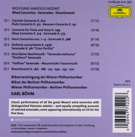 Karl Bohm: Mozart:Wind Concertos And Serenades [7CD]