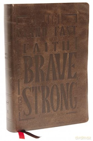 NKJV, Giant Print Center-Column Reference Bible, Verse Art Cover Collection, Genuine Leather, Brown, Red Letter, Comfort Print: Holy Bible, New King James Version [KSIĄŻKA]