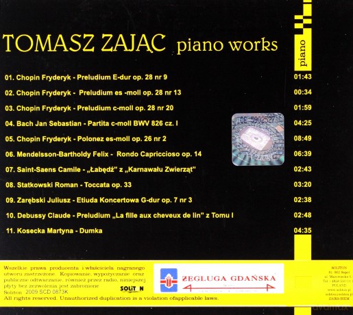 Tomasz Zając: Piano Works (digipack) [CD]