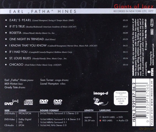 Giants Of Jazz: Earl 'Fatha' Hines [DVD]