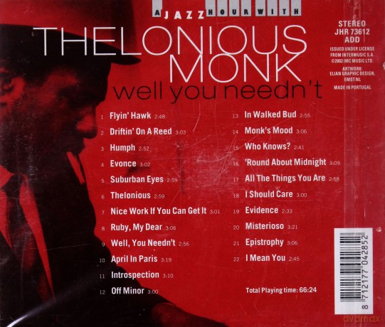Thelonious Monk: Well You Needn't [CD]