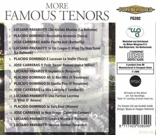 More Famous Tenors: Carreras Pavarotti Domingo [CD]