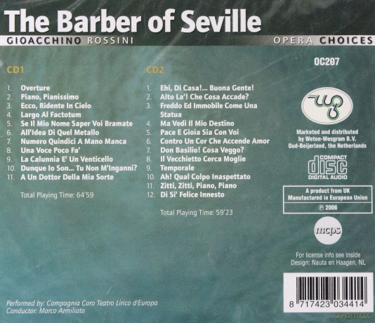 Opera Choices: The Barber Of Seville: Gioacchino Rossini [2CD]