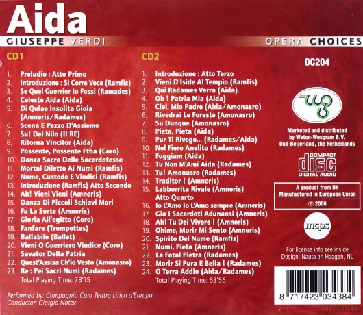 Opera Choices: Aida: Giuseppe Verdi [2CD]