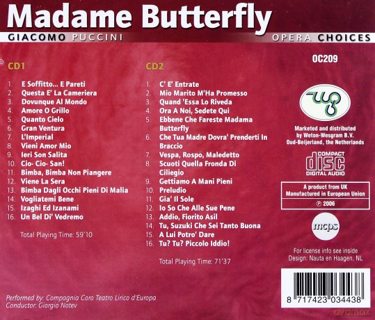 Opera Choices: Madame Butterfly: Giacomo Puccini [2CD]