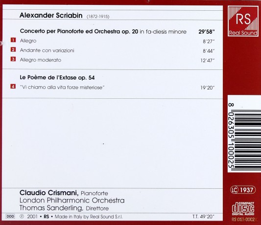 Alexander Scriabin: Concerto Per Pianoforte Ed Orchestra: La Poeme De L'extase [CD]
