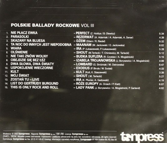Polskie Ballady Rockowe: Vol. 3 [CD]
