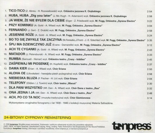 Muzyka Polskich Kabaretów Lat 1930-40 [CD]