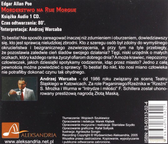 Morderstwo Na Rue Morgue - Edgar Allan Poe [AUDIOBOOK] [CD]
