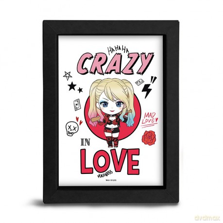 DC Comics - Black Kraft Frame 15x20 - HARLEY CRAZY IN LOVE