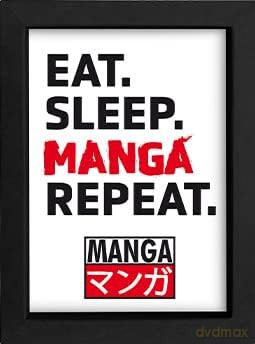 EAT SLEEP MANGA REPEAT - Kraft Frame Black - Asian Art