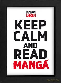 KEEP CALM AND READ MANGA - Kraft Frame Black - Asian Art