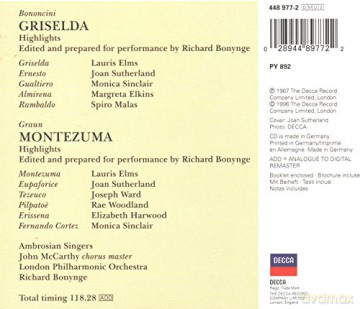 Bonynge,Sutherland: Bononci Griselda Graun Montezuma [2CD]