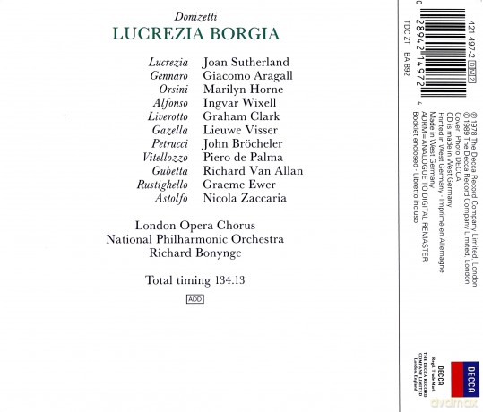 Bonynge: Doni:Lucrezia Borgia  (Ga) [2CD]