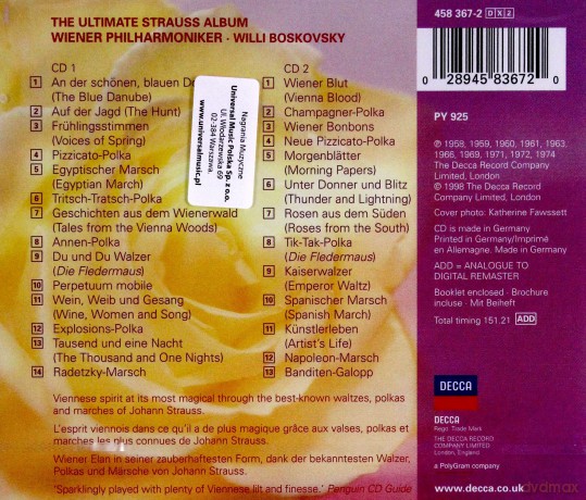 Boskovsky Willi/Wp: Strauss Album [2CD]