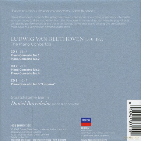 Daniel Barenboim: Beethoven For All: The Piano Concertos [3CD]