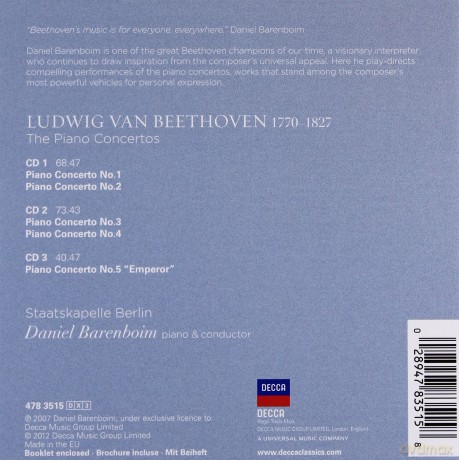 Daniel Barenboim: Beethoven For All: The Piano Concertos [3CD]