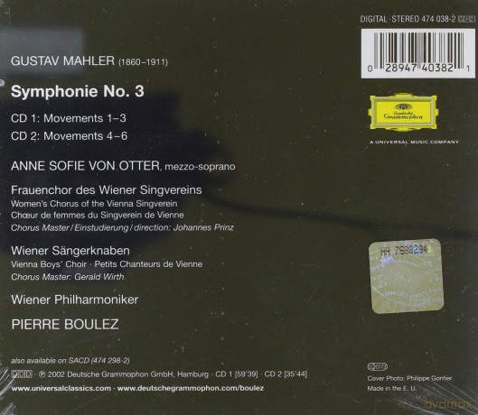 Boulez, Wp: Mahler Symphony 3 [2CD]